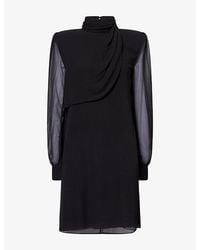 Valentino - Draped High-Neck Silk Mini Dress - Lyst