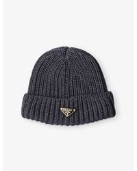 Prada - Logo-Embellished Knitted Wool Beanie - Lyst