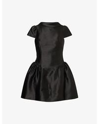Self-Portrait - Cap-Sleeve Scoop-Back Taffeta Mini Dress - Lyst
