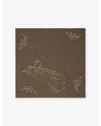 Damson Madder - Floral Brand-Embroidered Cotton Headscarf 55Cm X 55Cm - Lyst