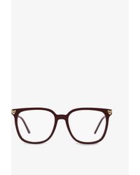 Cartier - Ct0346o Panthère De Square Frame Acetate And Metal Glasses - Lyst