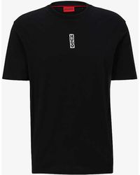 HUGO - Logo-print Crewneck Cotton-jersey T-shirt - Lyst