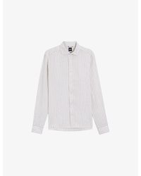BOSS - Striped Regular-Fit Linen Shirt - Lyst
