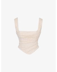 House Of Cb - Una Corseted Stretch-woven Top - Lyst
