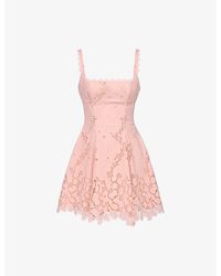 House Of Cb - Isla Floral-Pattern Woven Mini Dress Xs (A-C Cup) - Lyst