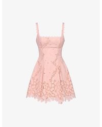 House Of Cb - Isla Floral-Pattern Woven Mini Dress Xs (A-C Cup) - Lyst