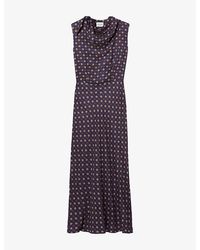 Claudie Pierlot - Abstract-Print Sleeveless Woven Maxi Dress - Lyst