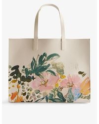 Ted Baker - Meadcon Painted-meadow Logo-debossed Faux-leather Tote - Lyst