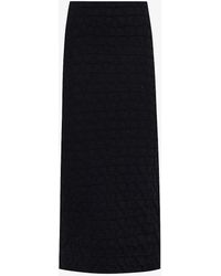 Valentino Garavani - Slim-fit Monogram-pattern Knitted Midi Skirt - Lyst