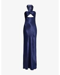 Shona Joy - La Lune Halter Satin Maxi Dress - Lyst