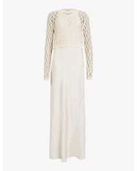 AllSaints - Erin Two-in-one Crochet-jumper Organic-cotton Maxi Dress - Lyst