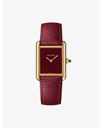 Cartier - Crwgta0272 Tank Louis Large 18Ct- And Leather Mechanical Watch - Lyst