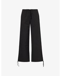 Peachy Den - Renee Wide-Leg Cotton-Blend Trousers - Lyst