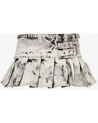 Jaded London - Pleated Faded-wash Low-rise Denim Mini Skirt - Lyst