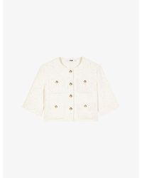 Maje - Short-Sleeve Cropped Tweed Jacket - Lyst