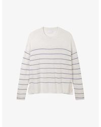 The White Company - Relaxed-fit Fine-stripe Wool And Cashmere-blend Jumper X - Lyst