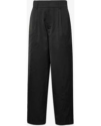 LABRUM LONDON - Pleated High-rise Relaxed-fit Straight-leg Woven-blend Trousers - Lyst