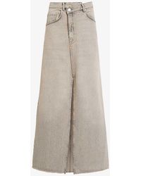 AllSaints - Noir Crossover-waist High-rise Denim Maxi Skirt - Lyst