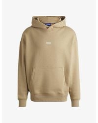 HUGO - Branded-Print Relaxed-Fit Cotton-Terry Hoody - Lyst
