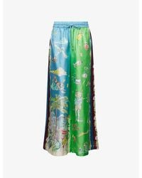 ALÉMAIS - Daria Graphic-Pattern Silk Trousers - Lyst