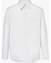 Bottega Veneta - Logo-embroidered Oversized Cotton And Linen-blend Shirt - Lyst