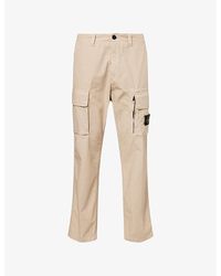 Stone Island - Canvas Weave Logo-Badge Cotton Cargo Trousers - Lyst
