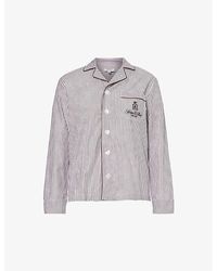 Sporty & Rich - Striped Logo-embroidered Cotton Shirt - Lyst