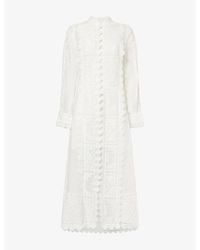 Zimmermann - Aster Embroidered Ramie Midi Dress - Lyst