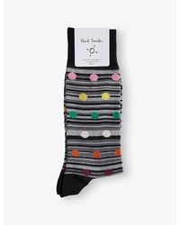 Paul Smith - Polka-Dot Striped Stretch Cotton-Blend Socks - Lyst