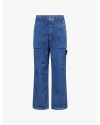 Stone Island - Logo-Patch Straight-Leg Woven Trousers - Lyst