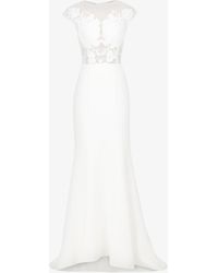 Chi Chi London Sleeveless Floral Lace And Crepe Wedding Gown - White