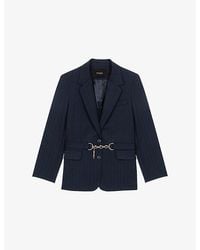 Maje - Pinstripe Chain-Embellished Wool-Blend Suit Jacket - Lyst