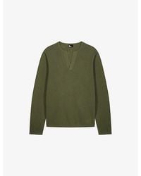 The Kooples - Brand-Embroidered Tunisian-Collar Cotton-Knit Sweatshirt - Lyst