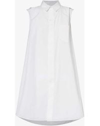 Sacai - Spread-collar Sleeveless Woven-blend Mini Dress - Lyst