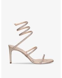 Rene Caovilla - Cleo 80 Crystal-Embellished Leather Heeled Sandals - Lyst