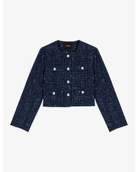 Maje - Tweed-Textured Cropped Cotton-Blend Jacket - Lyst