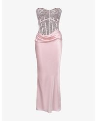 House Of Cb - Ayana Corset Lace And Satin Maxi Dress Xs (A-C Cup) - Lyst