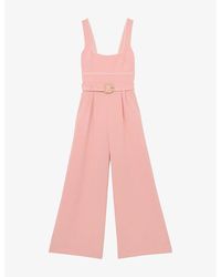 Reiss Inez Side-Stripe Woven Jumpsuit in Orange | Lyst