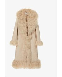 Saks Potts Bonnie Shawl-collar Suede And Shearling Coat - Natural
