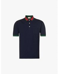 Gucci - Striped-Collar Regular-Fit Stretch-Cotton Piqué Polo Shirt - Lyst