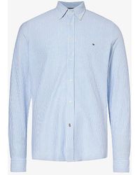 Tommy Hilfiger - Calm Blue Optic White 1985 Striped Knitted-texture Cotton Shirt Xx - Lyst