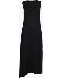 Issey Miyake - Sleeveless Asymmetric-Hem Knitted Midi Dress - Lyst