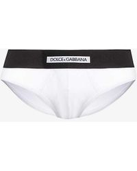 Dolce & Gabbana - Branded-waistband Stretch-cotton Briefs - Lyst