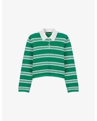Maje - Striped Cropped Cotton-Blend Polo Jumper - Lyst