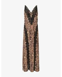 AllSaints - Melia Leopard-Print Lace-Embroidered Woven Maxi Dress - Lyst