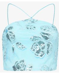 ROTATE BIRGER CHRISTENSEN - Sequin-embellished Halter-neck Cropped Recycled-polyester Top - Lyst