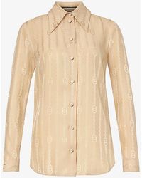 Gucci - Monogram Jacquard-patterned Regular-fit Silk Shirt - Lyst