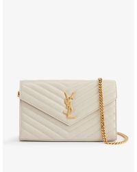 Saint Laurent - Logo-plaque Quilted-leather Wallet On Chain - Lyst