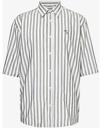 Acne Studios - Logo-embroidered Striped Relaxed-fit Woven Shirt - Lyst