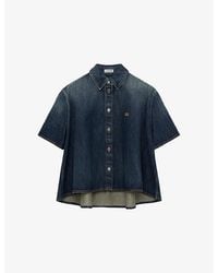 Loewe - Logo Short-Sleeve Denim Trapeze Shirt - Lyst